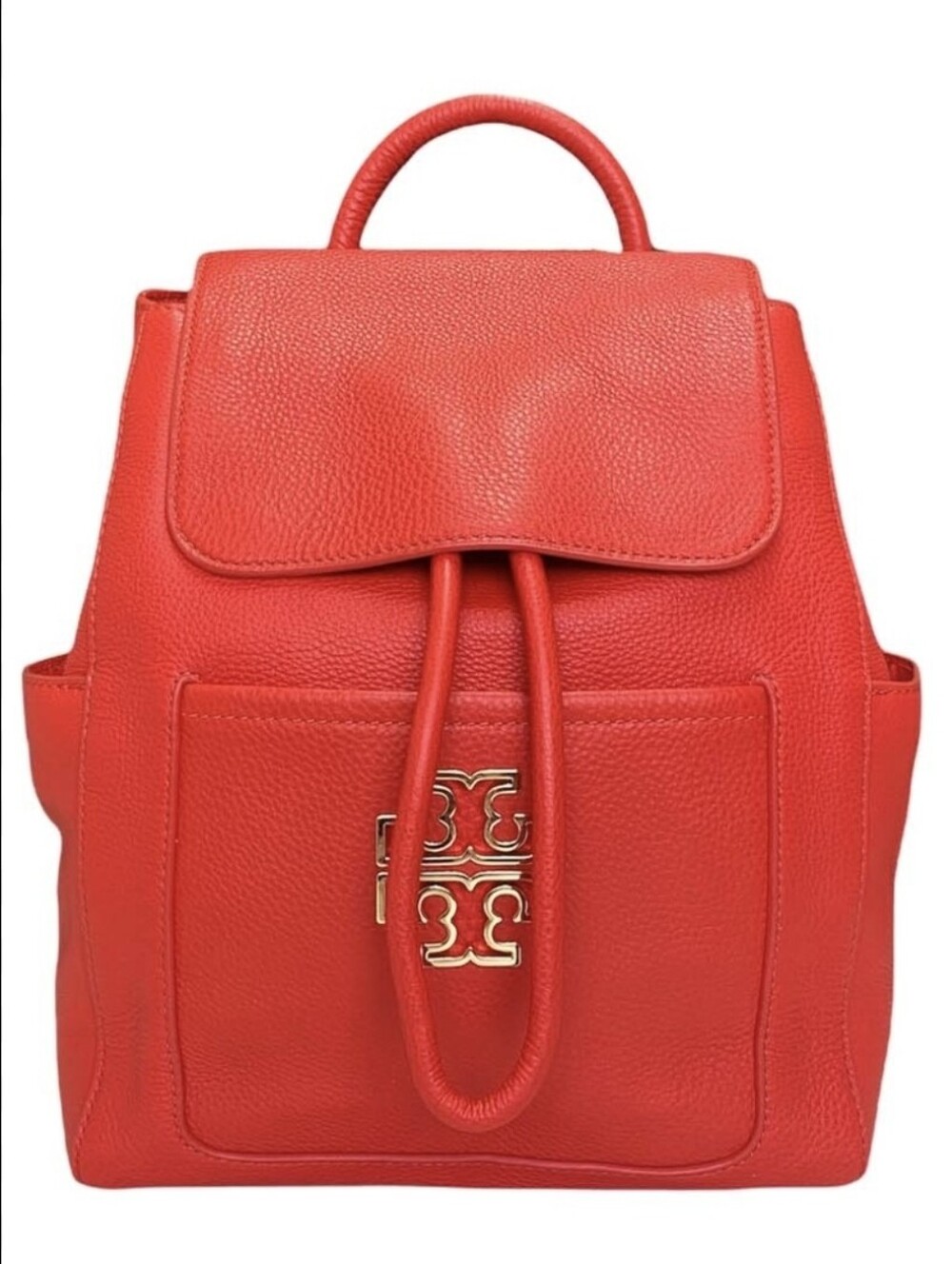 TORY BURCH Britten Leather Backpack in Poppy Red